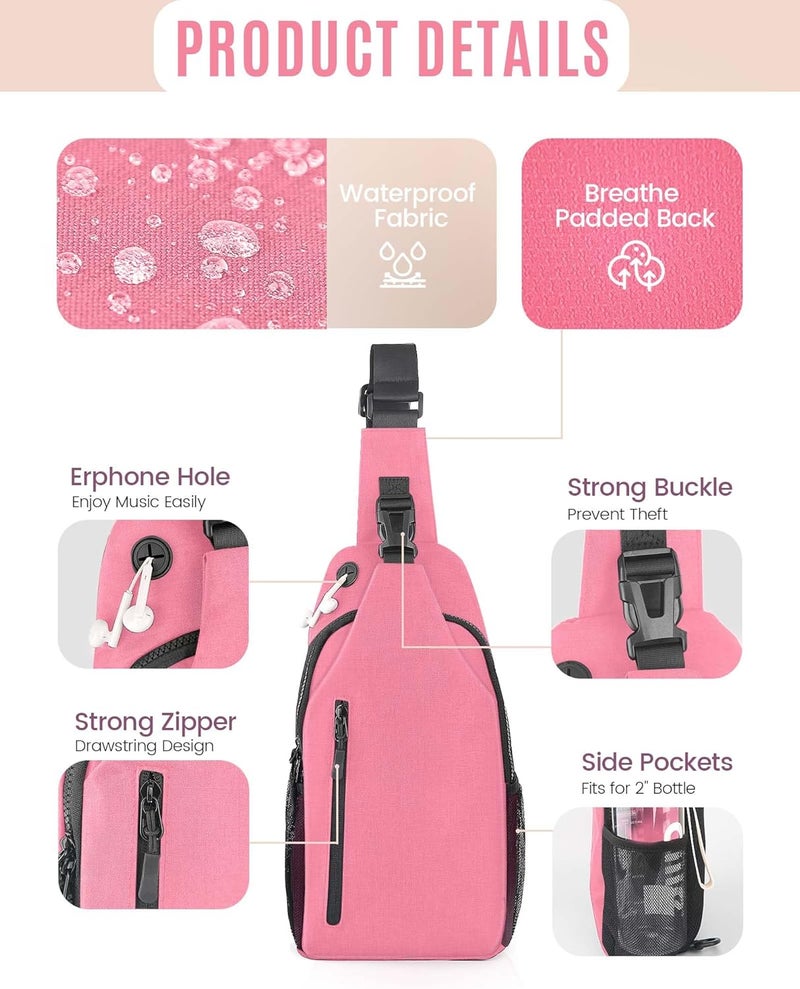 HSEEC Crossbody Sling Bag for Women & Men, Waterproof Sling Backpack, Lightweight Shoulder Chest Bag for Hiking, Travel - Image 3